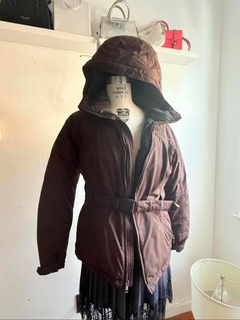 The North Face Hooded Belted Puffer Jacket - Brown